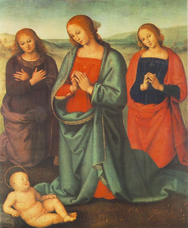 PERUGINO, Pietro Madonna with Saints Adoring the Child a France oil painting art